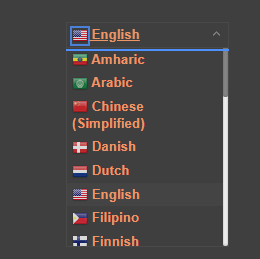 WordPress Translate widget dropdown.